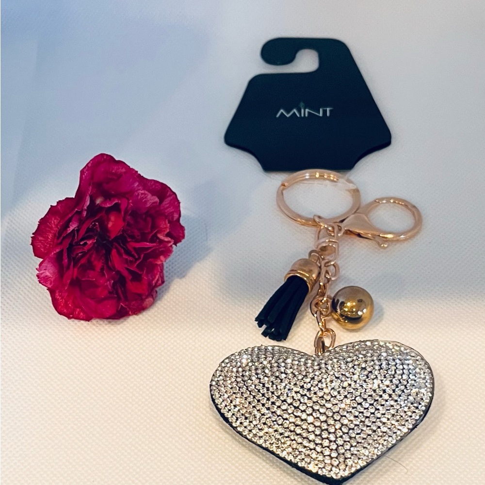 Mint Gold and Rhinestone Heart Purse / Keychain - Bundle & Save 😊